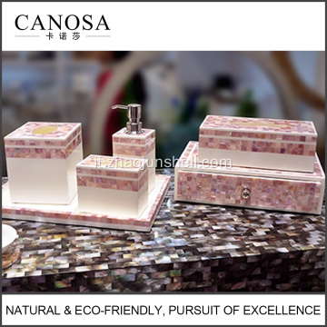 Amenità di lusso Pink Shell mosaico bagno Amenity Set